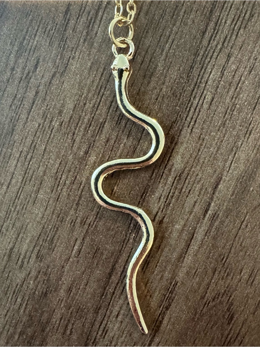 Gold-Tone Wavy Snake Pendant Necklace